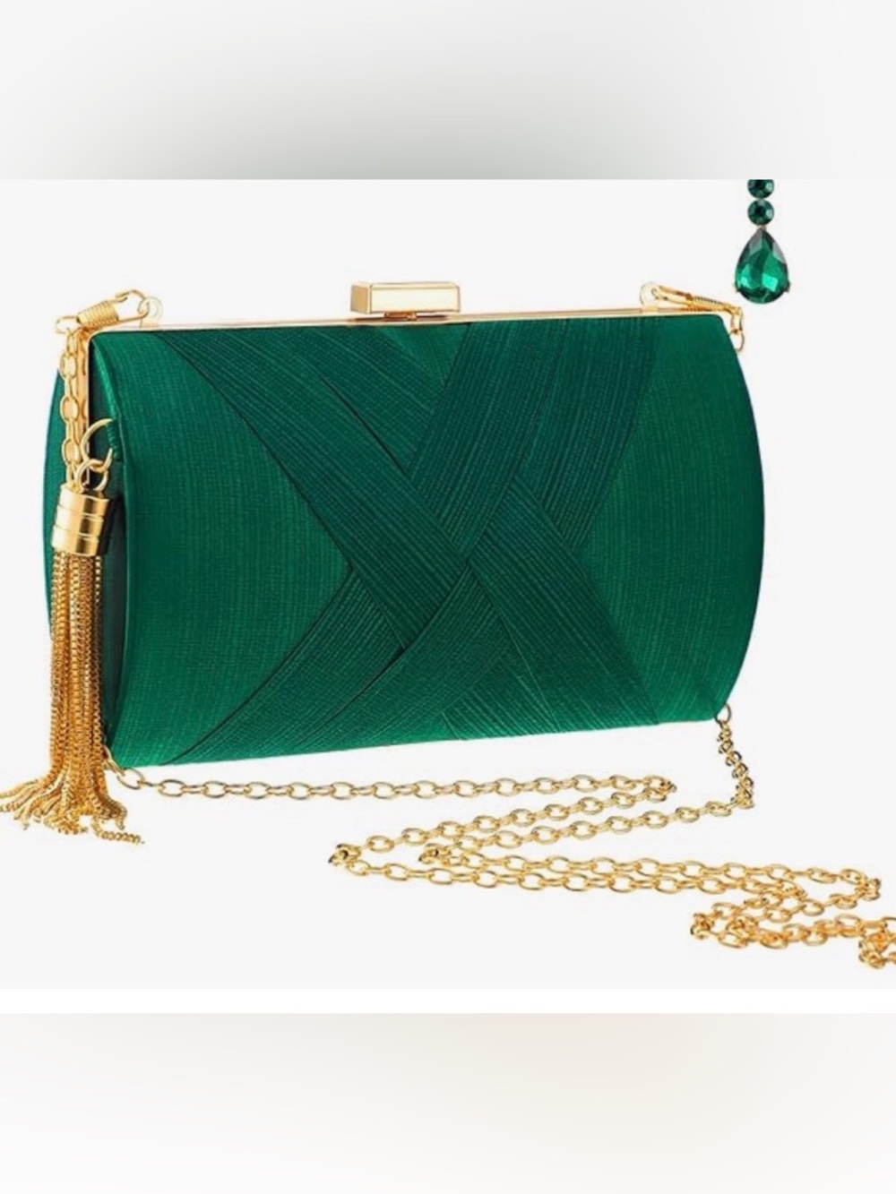 Elegant Teal Satin Evening Clutch - Picture 6 of 7